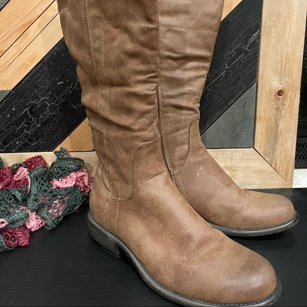 Tan Riding Boots — Wide Calf